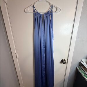 New H&M Light Blue Satin Maxi Dress Size Medium